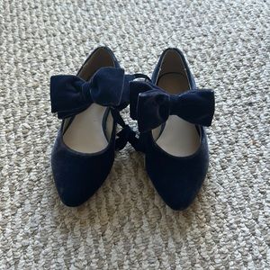 Janie and Jack blue velvet holiday Mary Jane style shoes.
